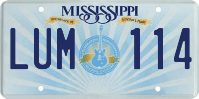 MS license plate LUM114