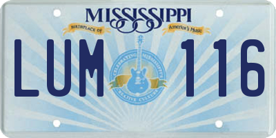 MS license plate LUM116