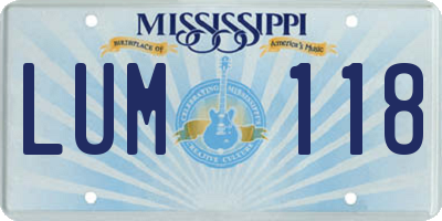 MS license plate LUM118