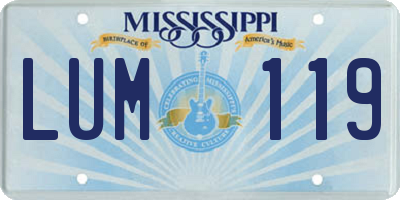 MS license plate LUM119