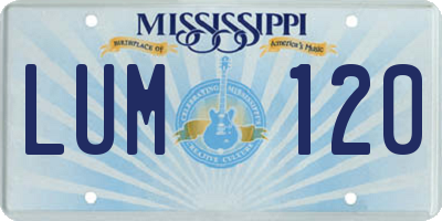 MS license plate LUM120