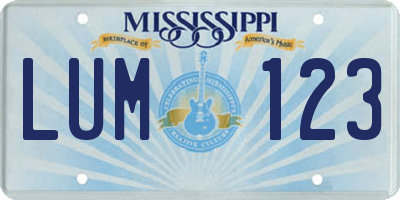 MS license plate LUM123