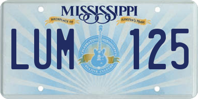 MS license plate LUM125