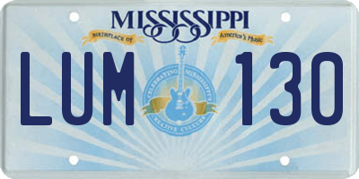 MS license plate LUM130