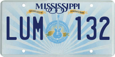 MS license plate LUM132