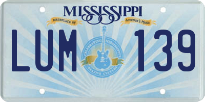 MS license plate LUM139