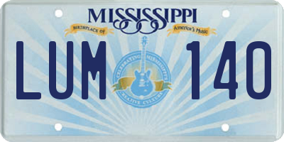 MS license plate LUM140