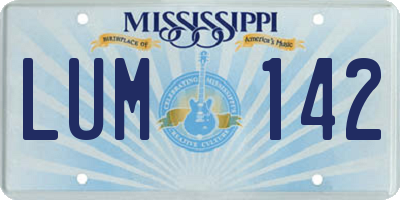MS license plate LUM142