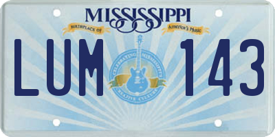 MS license plate LUM143
