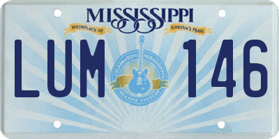 MS license plate LUM146