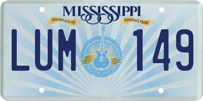 MS license plate LUM149