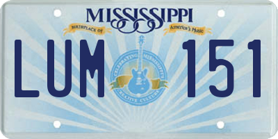 MS license plate LUM151