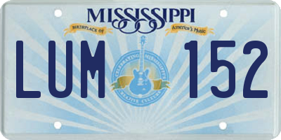 MS license plate LUM152