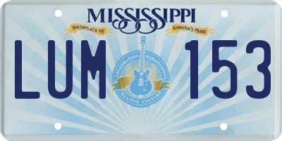 MS license plate LUM153