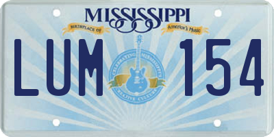 MS license plate LUM154