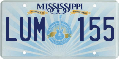 MS license plate LUM155