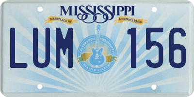 MS license plate LUM156