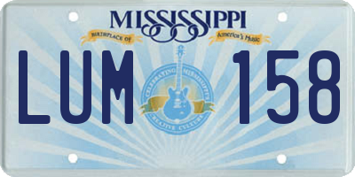 MS license plate LUM158