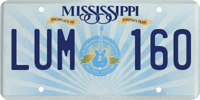 MS license plate LUM160