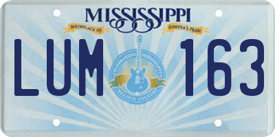 MS license plate LUM163