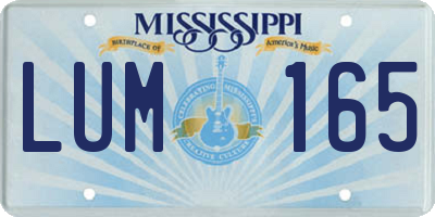 MS license plate LUM165