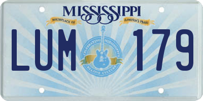 MS license plate LUM179