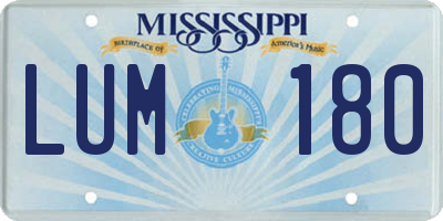 MS license plate LUM180