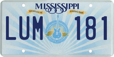 MS license plate LUM181