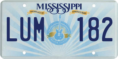 MS license plate LUM182