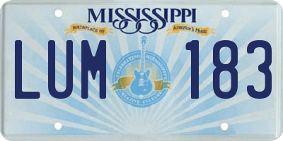 MS license plate LUM183