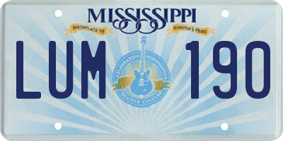 MS license plate LUM190
