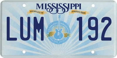 MS license plate LUM192