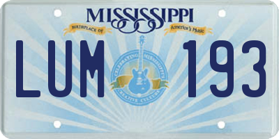 MS license plate LUM193