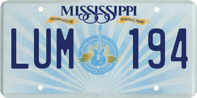 MS license plate LUM194