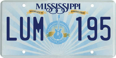 MS license plate LUM195