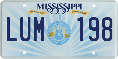 MS license plate LUM198