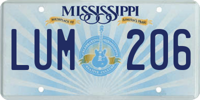 MS license plate LUM206