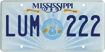 MS license plate LUM222
