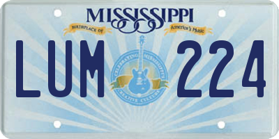 MS license plate LUM224