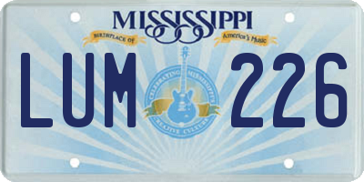 MS license plate LUM226