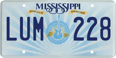 MS license plate LUM228
