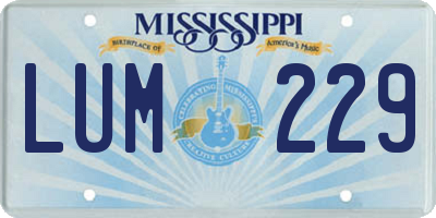 MS license plate LUM229