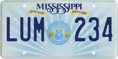 MS license plate LUM234