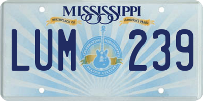 MS license plate LUM239