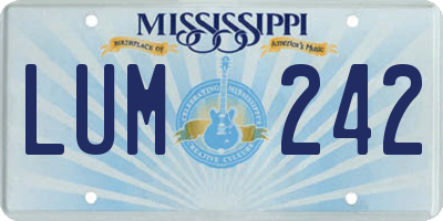 MS license plate LUM242