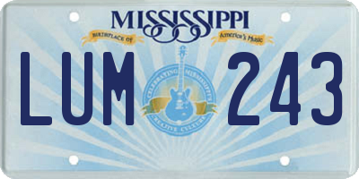 MS license plate LUM243