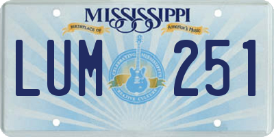 MS license plate LUM251