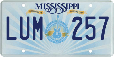 MS license plate LUM257