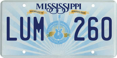 MS license plate LUM260