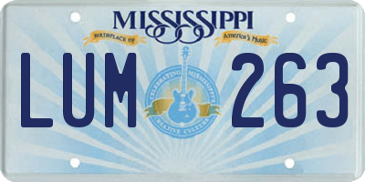 MS license plate LUM263